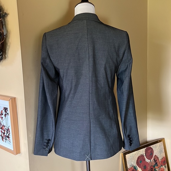 ANN TAYLOR Size 0 Cllassic Gray Stretch 1-Button Career Blazer $198 NEW - Picture 4 of 13